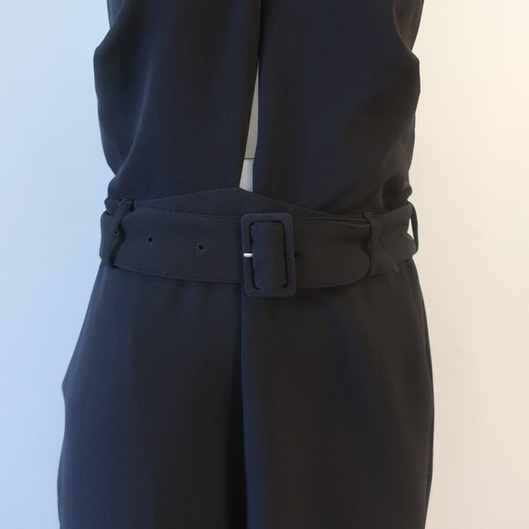 Womens Intermix Motobi Black Belted Halter Cut Out Sleeveless Flared Jumpsuit L - Picture 7 of 16